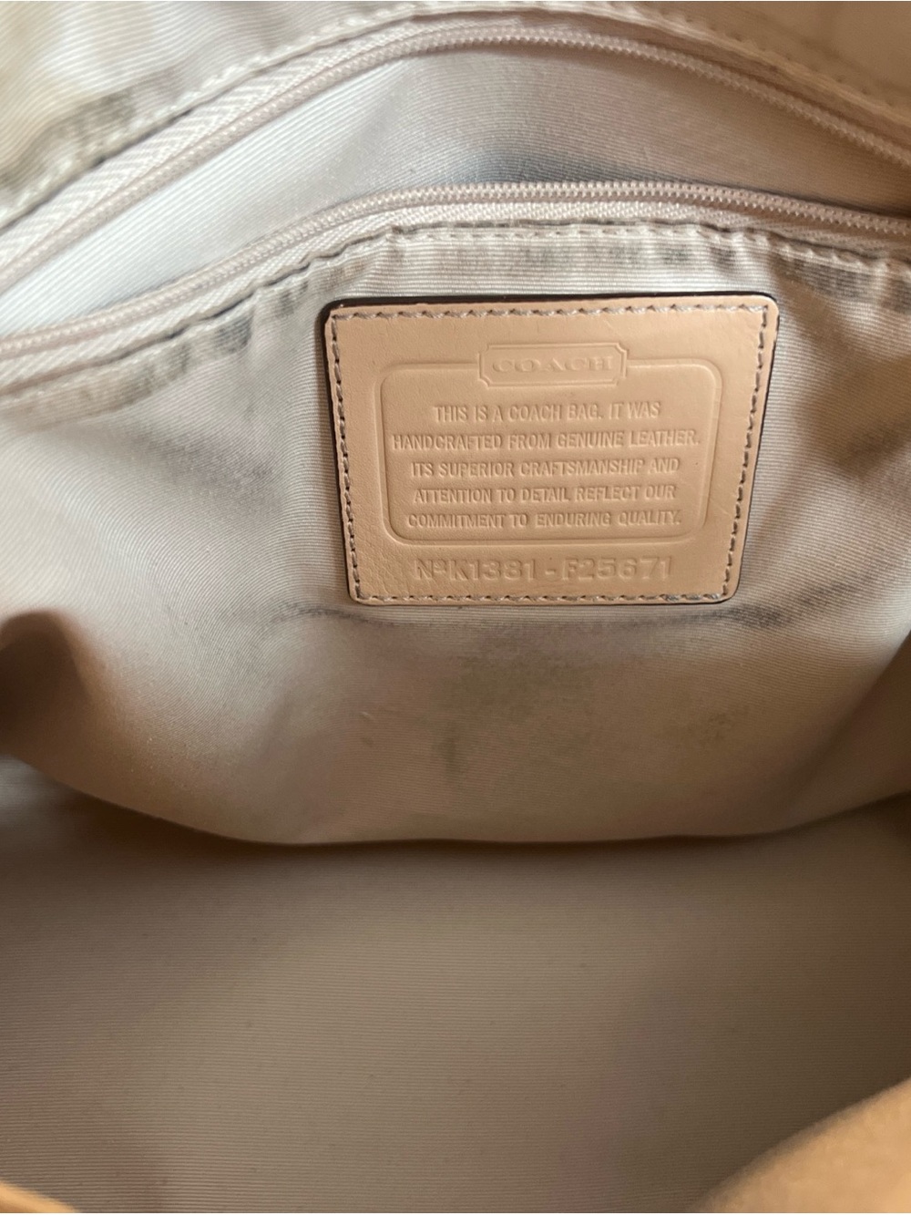 Coach Peyton Cora Satchel Bag Beige Sand Saffiano Leather # F25671 - Picture 5 of 16